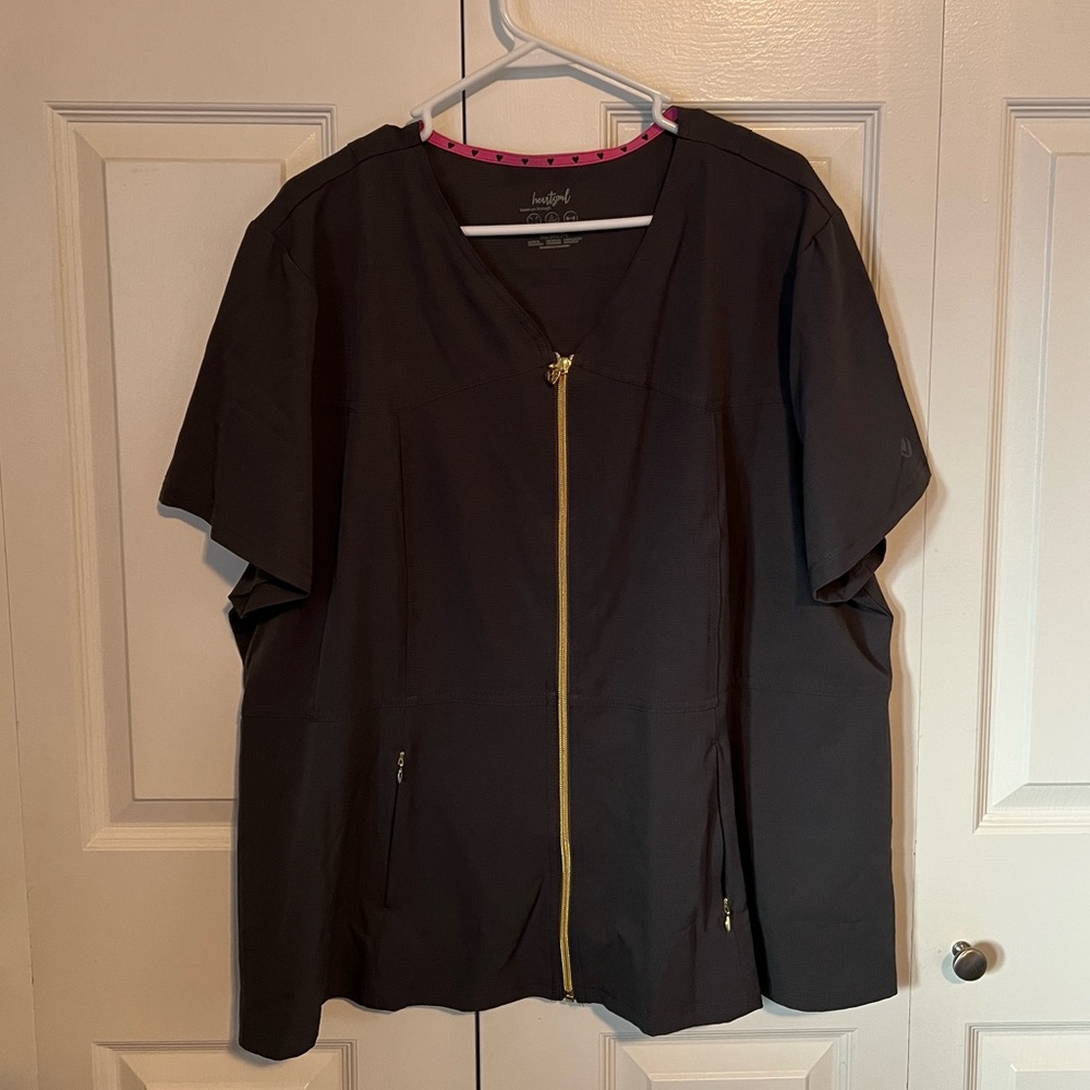 Heart Soul Zip V-Neck Scrub Top 3XL